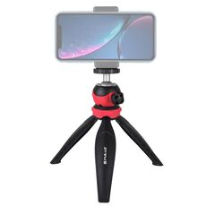 PULUZ Supporto per treppiede in plastica tascabile da 20 cm con testa a sfera a 360 gradi per smartphone, GoPro, fotocamere DSLR (rosso)