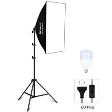 PULUZ 50x70cm Studio Softbox + 2m Tripod Mount + Single E27 30W 5700K Bianco Lampadario LED Bulb Kit (spina UE)