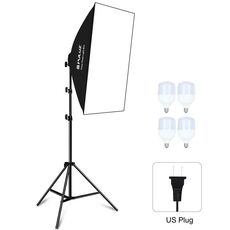 PULUZ 50X70CM Studio Softbox + 2M Treppiede Mount + 4 x E27 20W 5700K Lampadina LED Lampadina LED Kit di illuminazione (spina USA)