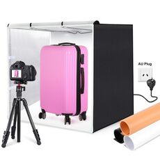 PULUZ 80 cm pieghevole portatile 80W 9050lm Light Photo Light Studio Kit di scatola da tenda con 3 colori (nero, bianco, arancione) da fondali (spina Au)