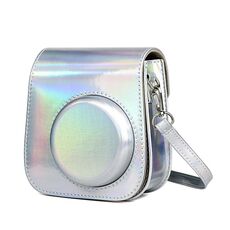 Borsa per fotocamera Richwell Portable Aurora PU Custodia per fotocamera in pelle con tracolla, adatta per Fujifilm Instax Mini 11 (argento)