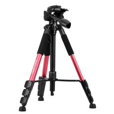 Q111 Gambe pieghevoli a 4 sezioni Supporto per treppiede in lega di alluminio per trasmissione in diretta con teste per treppiede con smorzamento tridimensionale (rosso)