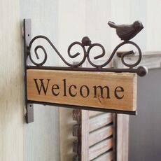A20-AL1899 Country Pastoral Iron Birds Welcome Doorplate Wall Decoration Photography Puntelli