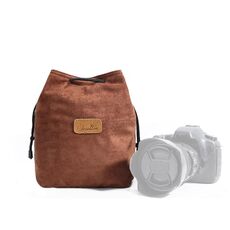 S.C.COTTON Liner Protezione digitale antiurto Borsa per obiettivo SLR portatile Borsa per fotocamera singola micro Square Brown L