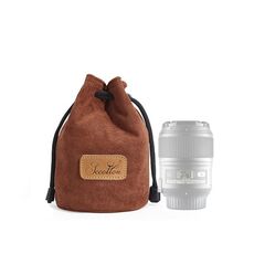 S.C.COTTON Liner Protezione digitale antiurto Borsa per obiettivo SLR portatile Borsa per fotocamera singola micro Rotonda Marrone S