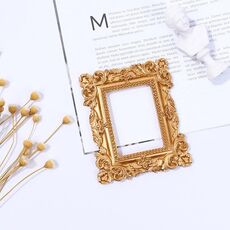 Mini cornice per foto orecchini in resina oro vintage Decorazione di gioielli Puntelli per foto (quadrato)