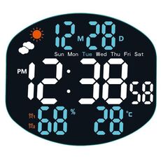 Orologio da parete digitale Stazione meteorologica Previsioni TEMP Umidità 2 Sveglia Orologio da tavolo con telecomando (blu + bianco)