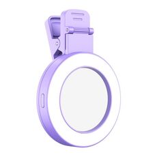 Specchio per selfie posteriore pieghevole con clip per cellulare, colore: viola