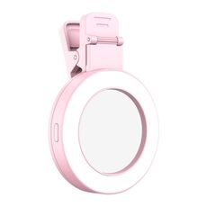 Specchio per selfie posteriore pieghevole con clip per cellulare, colore: rosa