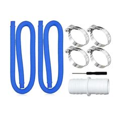 Tubo flessibile per piscina da 32 mm + connettore + cacciavite per Intex 300 GPH/530 GPH, lunghezza: 1,5 m Tubo flessibile blu