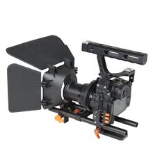 Yelangu YLG1105A set a gabbia A7 include stabilizzatore di gabbia per videocamera / Segui messa a fuoco / scatola opaca per Sony GH4 / A7S / A7 / A7R / A72 / A7 / A7R / A72 / A7RII / A7SII / A6000 / A6500 / A6300 / A7R3 / A7S3 / A7R4 (arancione)