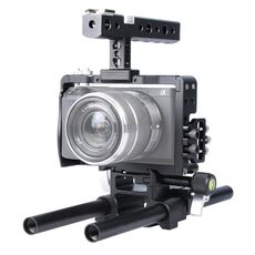 YELANGU YLG0905A Stabilizzatore della maniglia della gabbia video della videocamera per Sony A6000 / A6300 / A6400 / A6500 (nero)