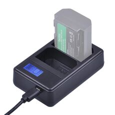 Caricabatteria con display LCD digitale a doppio canale con porta USB per batteria Sony NP-FZ100, compatibile con Sony A9 (ILCE-9)