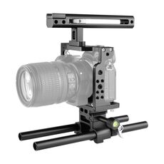 YELANGU C15 YLG0711A Stabilizzatore a gabbia per videocamera con manico e asta per binario per Nikon Z6 / Z7 (nero)