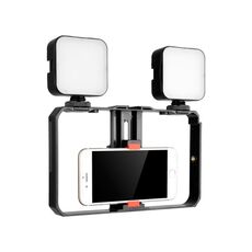 YELANGU PC201 YLG1801A Vlogging Live Broadcast LED Selfie Light Smartphone Video Rig Manico Stabilizzatore Kit staffa in plastica