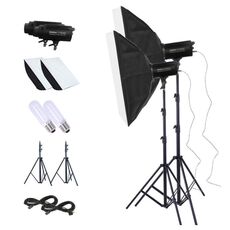 TRIOPO Oubao TTR400W 60x90cm Softbox da studio + Supporto per treppiede + 2x Lampadina E27 150W Illuminazione per fotografia Set di pezzi di traino