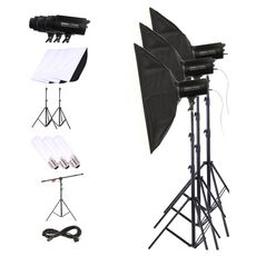 TRIOPO Oubao TTR300W Softbox da studio 60x90cm + Supporto per treppiede da 2,8 m + 3 lampadine per illuminazione fotografica Set di tre pezzi