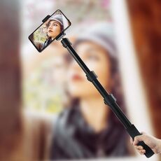 BEXIN P-264L Fotocamera portatile per esterni in lega di alluminio Supporto per lampada portatile Monopiede (nero)