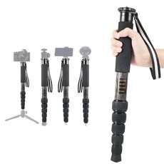 BEXIN P306C Supporto per monopiede in fibra di carbonio per fotocamera DSLR da viaggio portatile (nero)