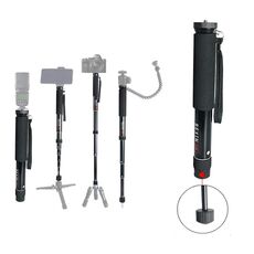 BEXIN P308 Portable Travel Outdoor DSLR Camera Supporto per monopiede in lega di alluminio (nero)