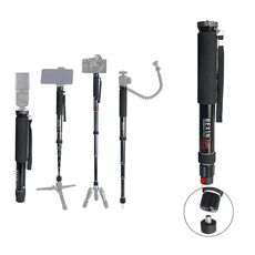 BEXIN P308A Supporto per monopiede in lega di alluminio per fotocamera DSLR da viaggio portatile (nero)