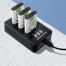 Per Sony NP-BX1 Display LCD USB Triple Charger con cavo USB (nero)