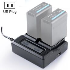 Caricabatterie Dual Channel display LCD con porta USB per batteria Sony NP-F990 / NP-F550 / NP-F550, spina USA (nero)