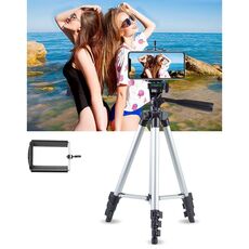 Treppiede per trasmissioni in diretta Gambe pieghevoli a 4 sezioni Supporto per treppiede in lega di alluminio con testa per treppiede tridimensionale a forma di U per DSLR e fotocamera digitale, altezza regolabile: 35-106 cm