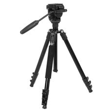 TRIOPO K2808 Supporto treppiede in alluminio con testa di smorzamento HY-350 (nero)