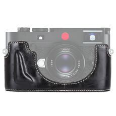 Base per mezza custodia per fotocamera in pelle PU con filettatura da 1/4 di pollice per Leica M10 (nera)