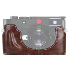 Base mezza custodia per fotocamera in pelle PU con filo da 1/4 di pollice per Leica M10 (caffè)