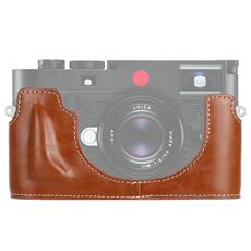 Base mezza custodia per fotocamera in pelle PU con filettatura da 1/4 di pollice per Leica M10 (marrone)