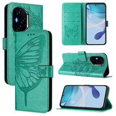 Custodia in pelle con motivo a farfalla in rilievo per Honor 400 (verde)