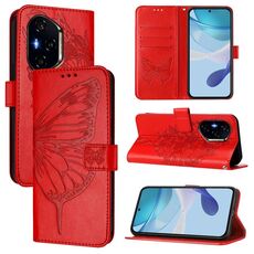 Custodia in pelle con motivo a farfalla in rilievo per Honor 400 (rosso)