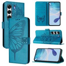 Per Tecno Camon 40 4G Custodia in pelle con motivo a farfalla in rilievo (blu)