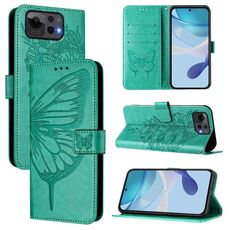 Per ASUS Zenfone 12 Ultra Custodia in pelle con motivo a farfalla in rilievo (verde)