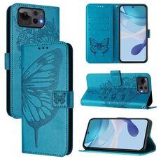 Per ASUS Zenfone 12 Ultra Custodia in pelle con motivo a farfalla in rilievo (blu)