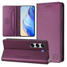 Per Tecno Camon 40 4G RC01 Custodia per telefono in pelle RFID con ventosa magnetica a doppia piega (viola)