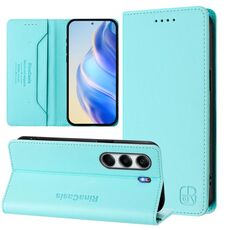 Per Tecno Camon 40 Pro 4G RC01 Custodia per telefono in pelle RFID con ventosa magnetica a doppia piega (verde menta)