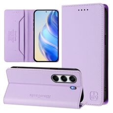 Per Tecno Camon 40 Pro 4G RC01 Custodia per telefono in pelle RFID con ventosa magnetica a doppia piega (viola chiaro)