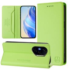 Per Honor 400 RC01 Custodia per telefono in pelle RFID con ventosa magnetica a doppia piegatura (verde erba)