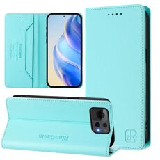 Per ASUS Zenfone 12 Ultra RC01 Custodia per telefono in pelle RFID con ventosa magnetica a doppia piega (verde menta)