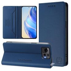 Per ASUS Zenfone 12 Ultra RC01 Custodia per telefono in pelle RFID con ventosa magnetica a doppia piega (blu scuro)