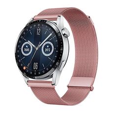 Cinturino Milanese con fibbia magnetica doppia universale Kalebol da 20 mm (rosa)
