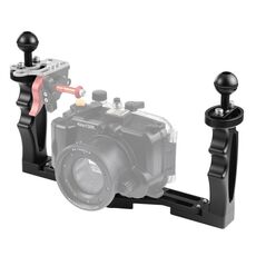 PULUZ Dual Maniglie Stabilizzatore per vassoio in lega di alluminio per alloggiamenti subacquei (nero)