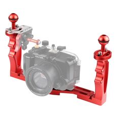 Pulluz Dual Maniglie Stabilizzatore per vassoio in lega di alluminio per alloggiamenti subacquee (rossa)