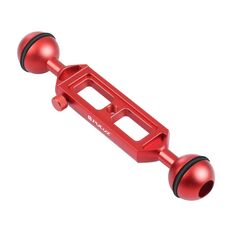 Pulluz 7,9 pollici 20 cm in lega di alluminio regolabile con doppio braccio con filettatura da 1/4, diametro a sfera: 25mm (rosso)