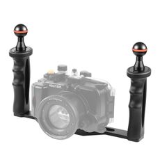 PULUZ Dual Maniglie Stabilizzatore per vassoio in lega di alluminio per alloggiamenti subacquei (nero)