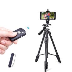 Yunteng VCT-5218 Supporto per treppiede in alluminio con telecomando Bluetooth e testata a 3 vie e pinza telefonica