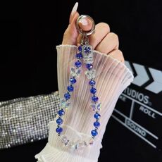 Catena per telefono con perline di cristallo a forma di farfalla (blu)